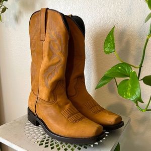 Tan Leather Masterson Cowboy Boots - Women’s size 10, Men’s size 8.5